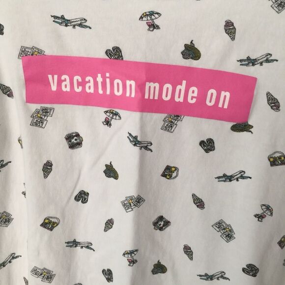 Primark Cotton Vest Vacation Mode On Crop Top in Size Small 6/8 - Picture 3 of 7